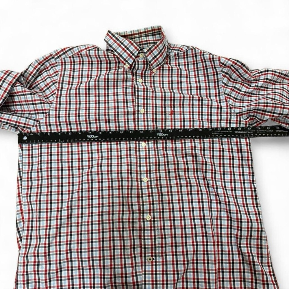 Nautica red and blue plaid button down long sleeve shirt Size L - Picture 5 of 8